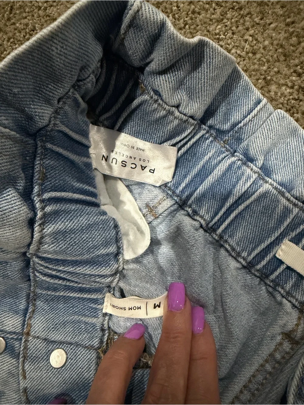PacSun Light Wash Denim Paperbag Waist Shorts